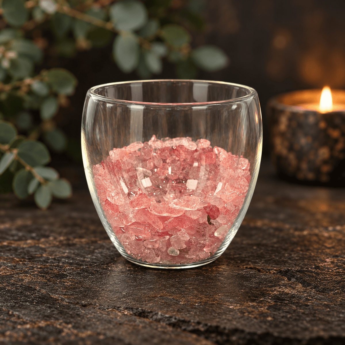 Strawberry Quartz 250ml Chip Double Wall Glass