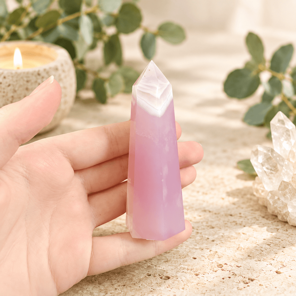 84g Dyed Pink Agate Tower