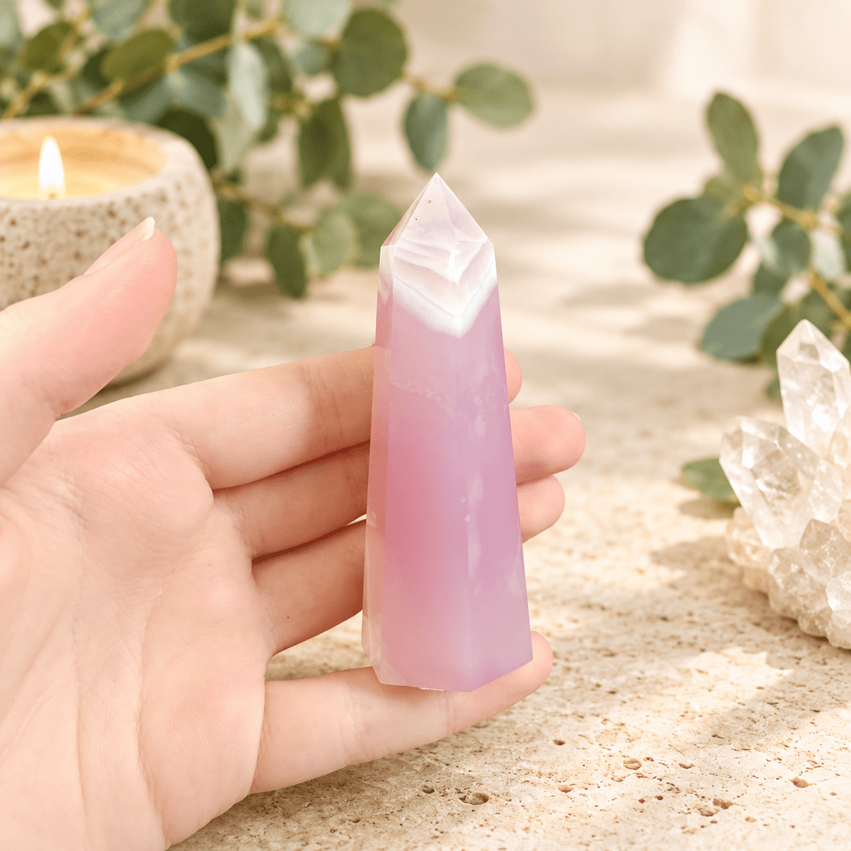 84g Dyed Pink Agate Tower