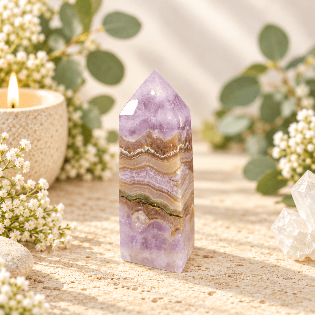 120g Amethyst & Mexican Agate Tower