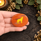 Gold Wolf on Red Jasper Palm