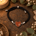 Adjustable Red Jasper Heart Bracelet / Silver