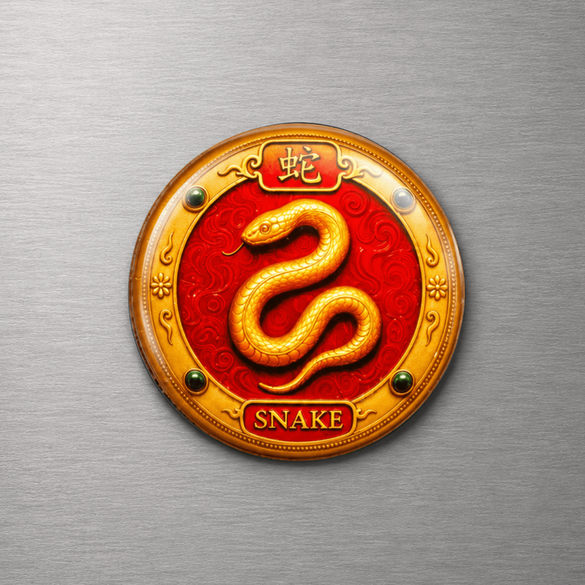 Year of the Snake Chinese Zodiac 4cm Glass Magnet
