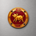 Year of the Pig Chinese Zodiac 4cm Glass Magnet