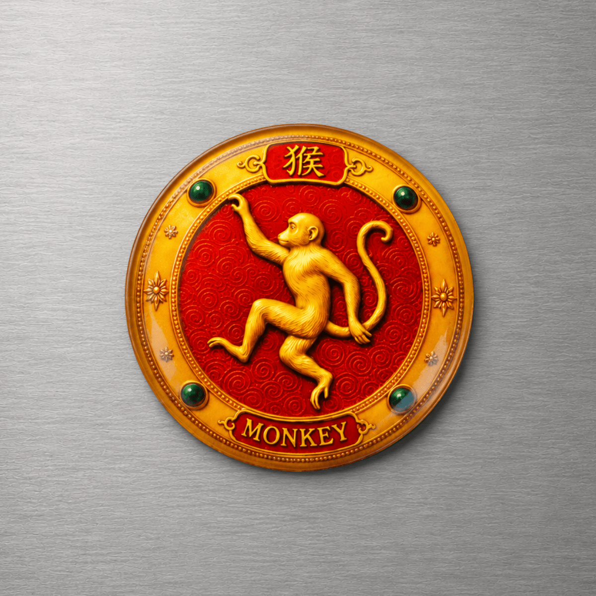 Year of the Monkey Chinese Zodiac 4cm Glass Magnet