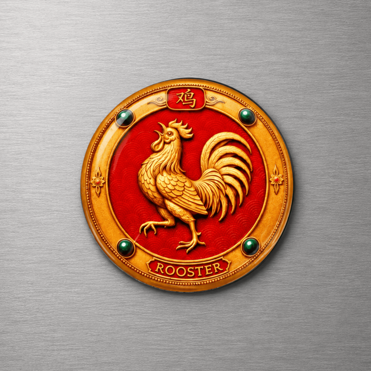 Year of the Rooster Chinese Zodiac 4cm Glass Magnet