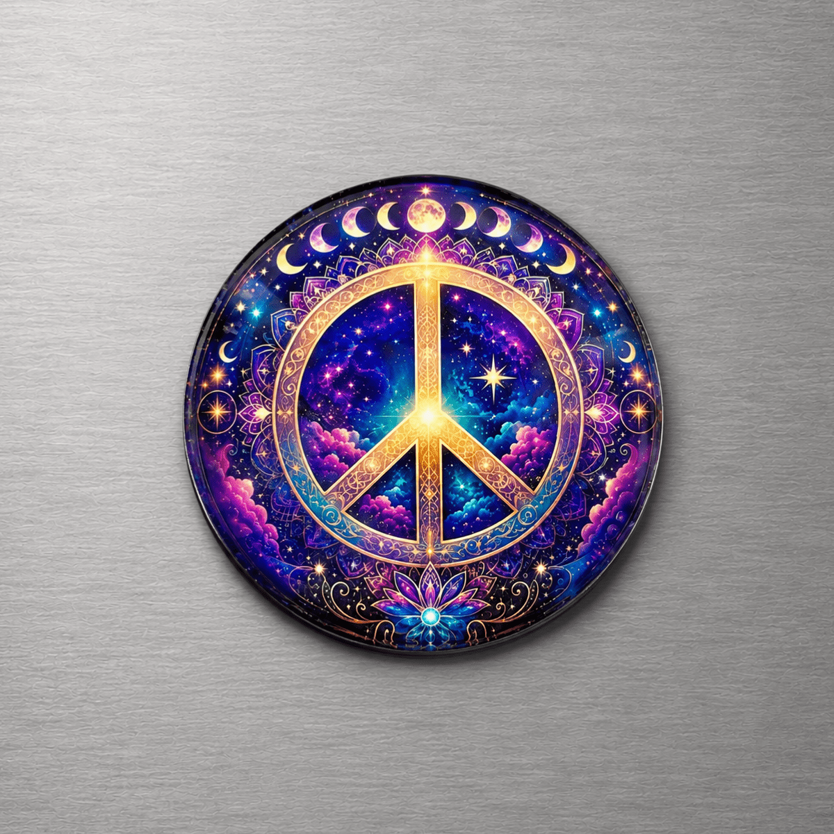Peace Symbol 4cm Glass Magnet