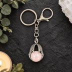 Rose Quartz Dragon Claw Gemstone Keyring