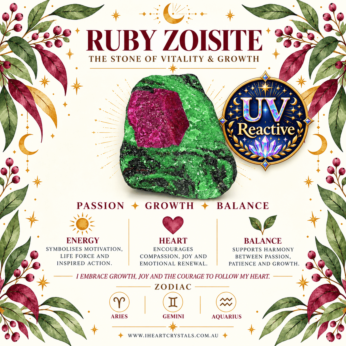 Ruby Zoisite Sun Gemstone Keyring