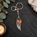 Mahogany Obsidian Angel Wing Gemstone Keyring