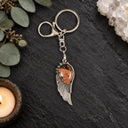 Mahogany Obsidian Angel Wing Gemstone Keyring