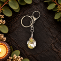 Unakite Butterfly Teardrop Gemstone Keyring