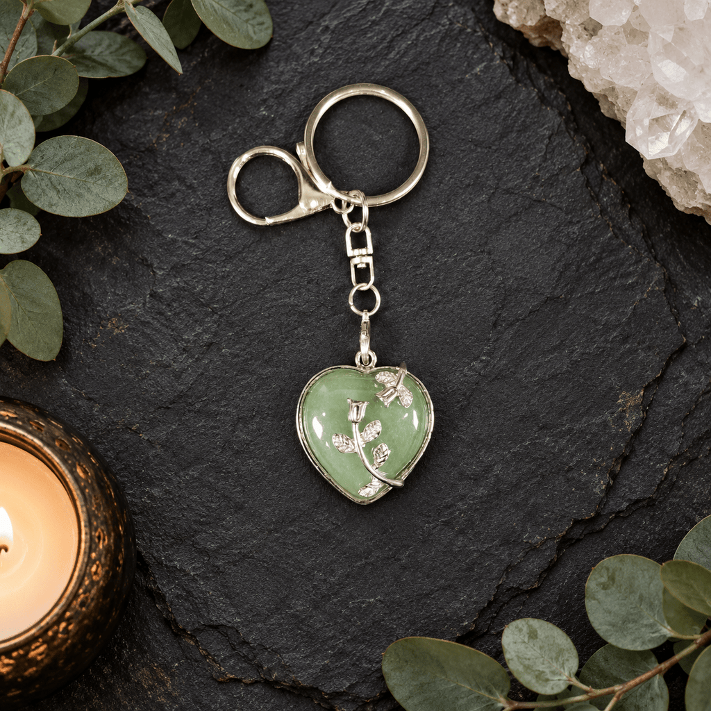 Aventurine Heart Gemstone Keyring