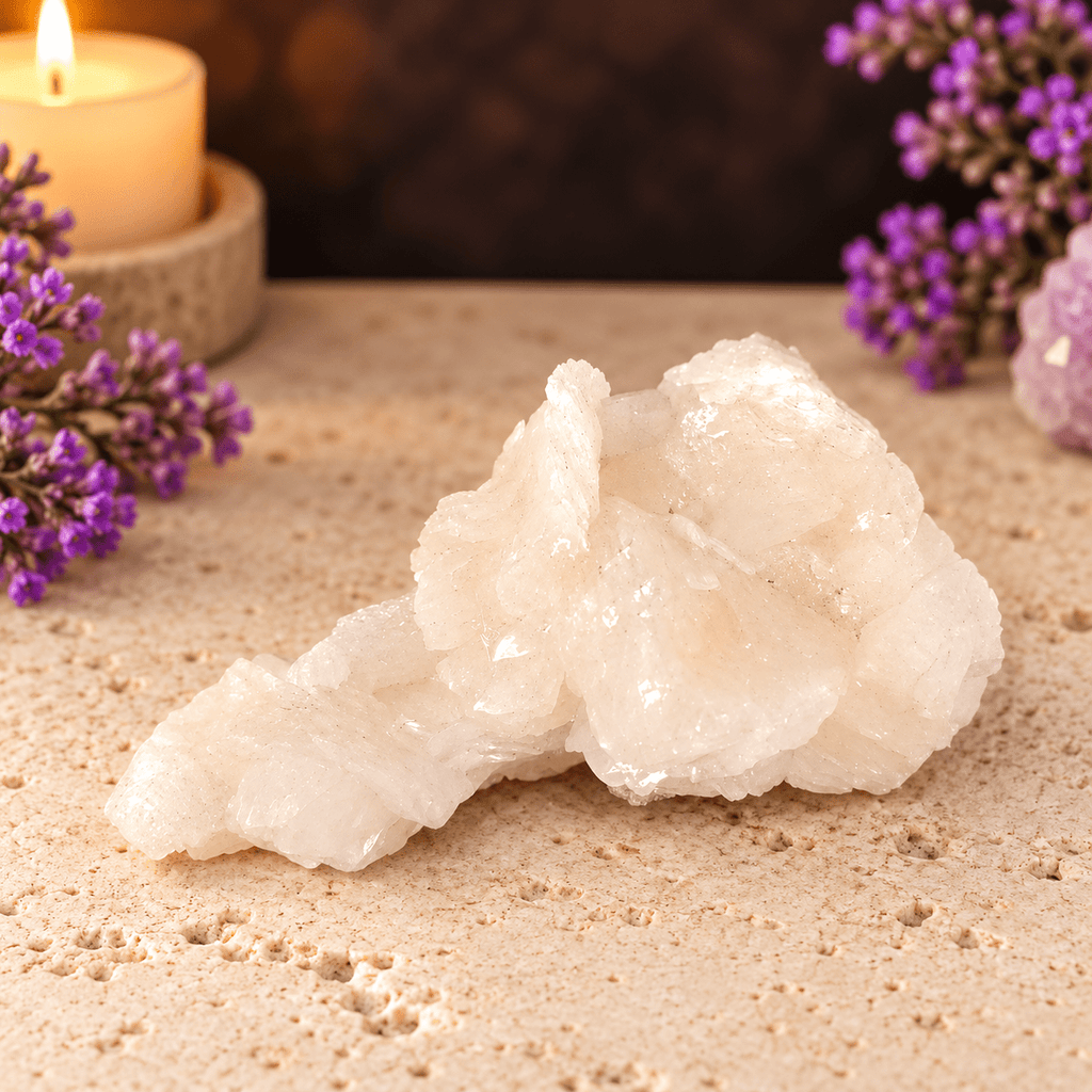 Stilbite on Basalt Specimen