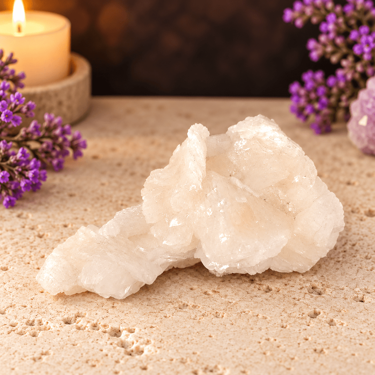 Stilbite on Basalt Specimen