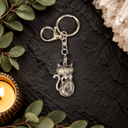 Larvikite Cat Gemstone Keyring