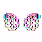 Titanium Coated Stainless Steel Stud Earrings - Mandala