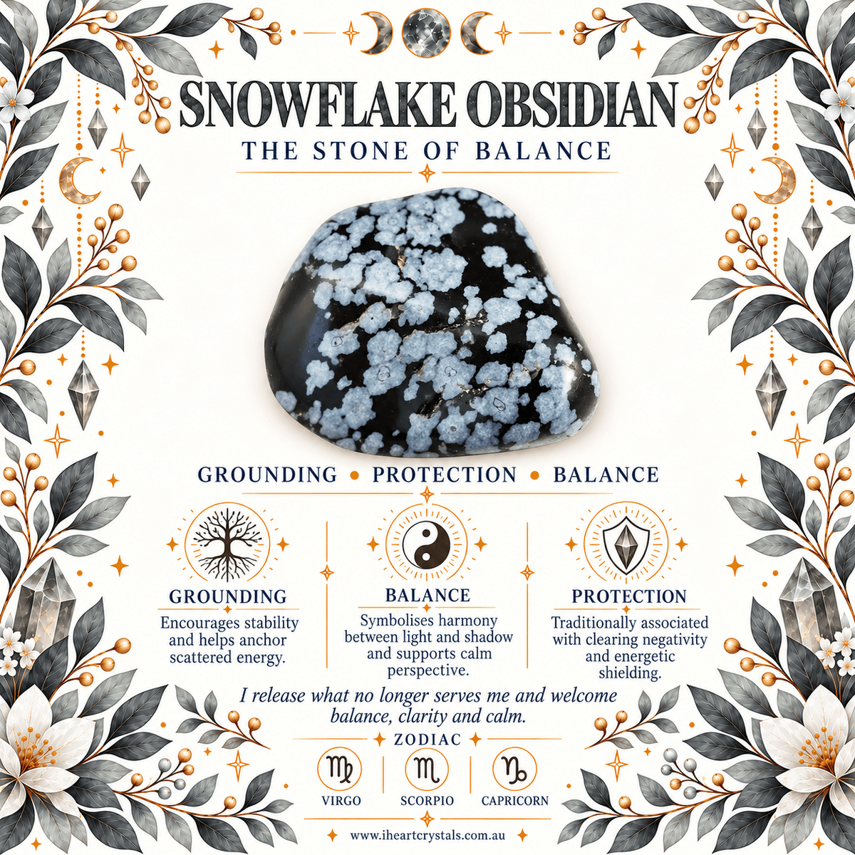Snowflake Obsidian Sun Gemstone Keyring