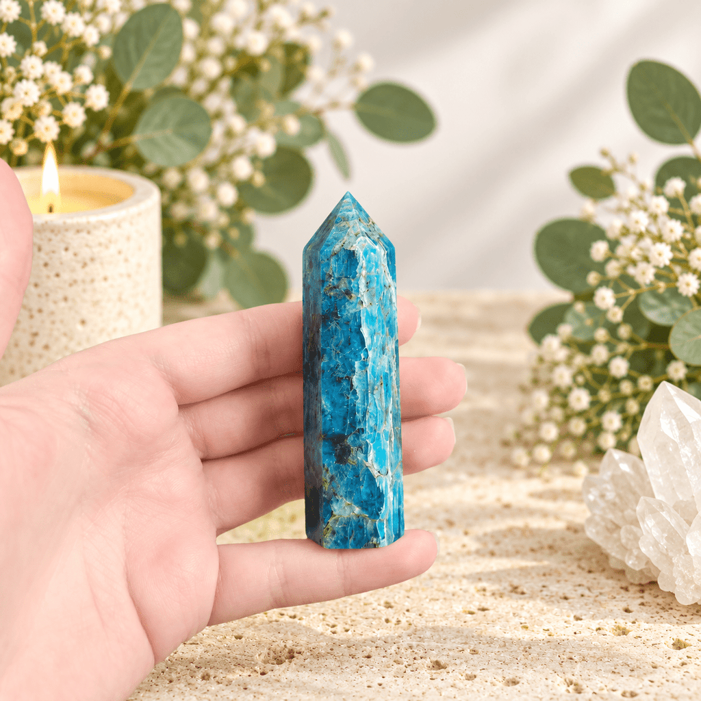 70g Blue Apatite Tower