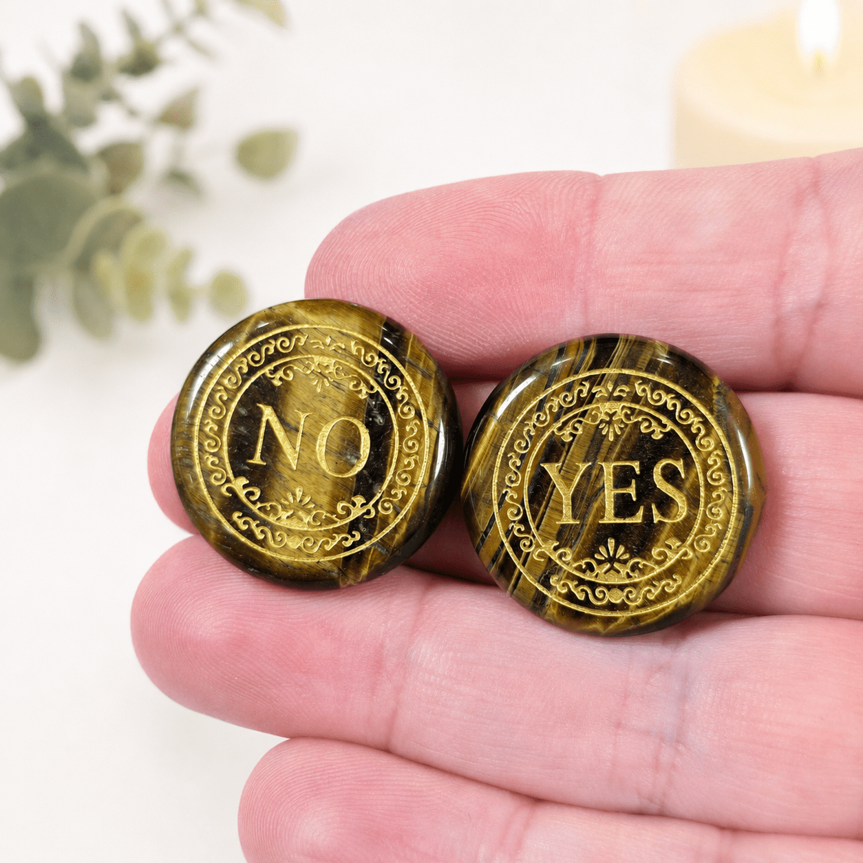Tiger Eye Yes/No Decision Coin