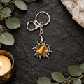 Tiger Eye Sun Gemstone Keyring