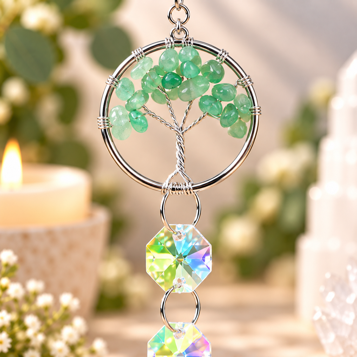 Aventurine Tree of Life Suncatcher
