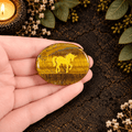 Gold Unicorn on Tiger Eye Palm