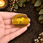 Gold Unicorn on Tiger Eye Palm