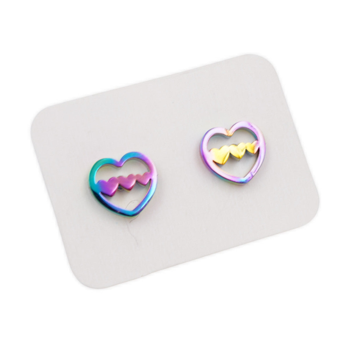 Titanium Coated Stainless Steel Stud Earrings - Hearts