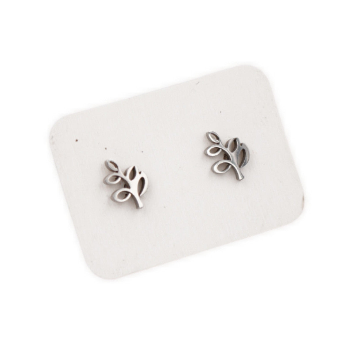 Stainless Steel Stud Earrings - Leaves