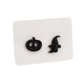 Coated Stainless Steel Stud Earrings - Pumpkin & Ghost