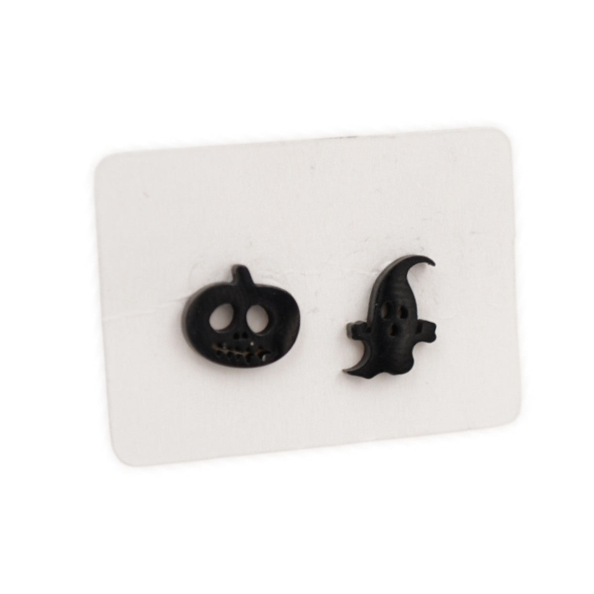 Coated Stainless Steel Stud Earrings - Pumpkin & Ghost
