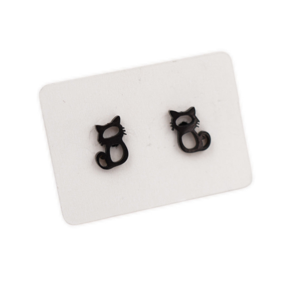 Coated Stainless Steel Stud Earrings - Cat