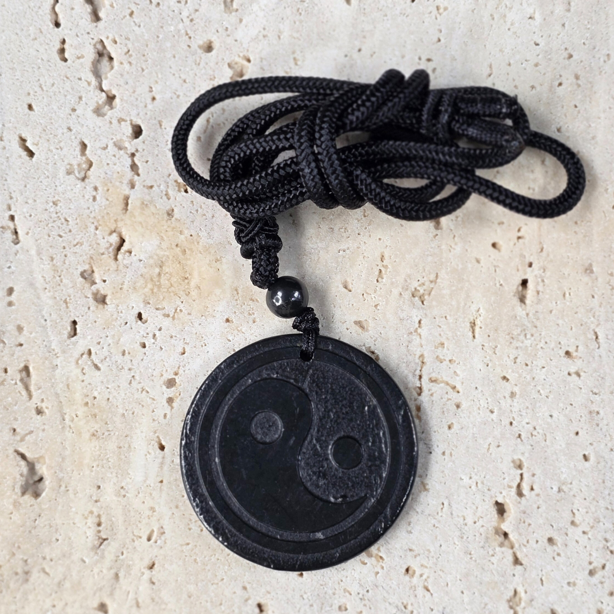 3.5cm Ying Yang Shungite Adjustable Necklace