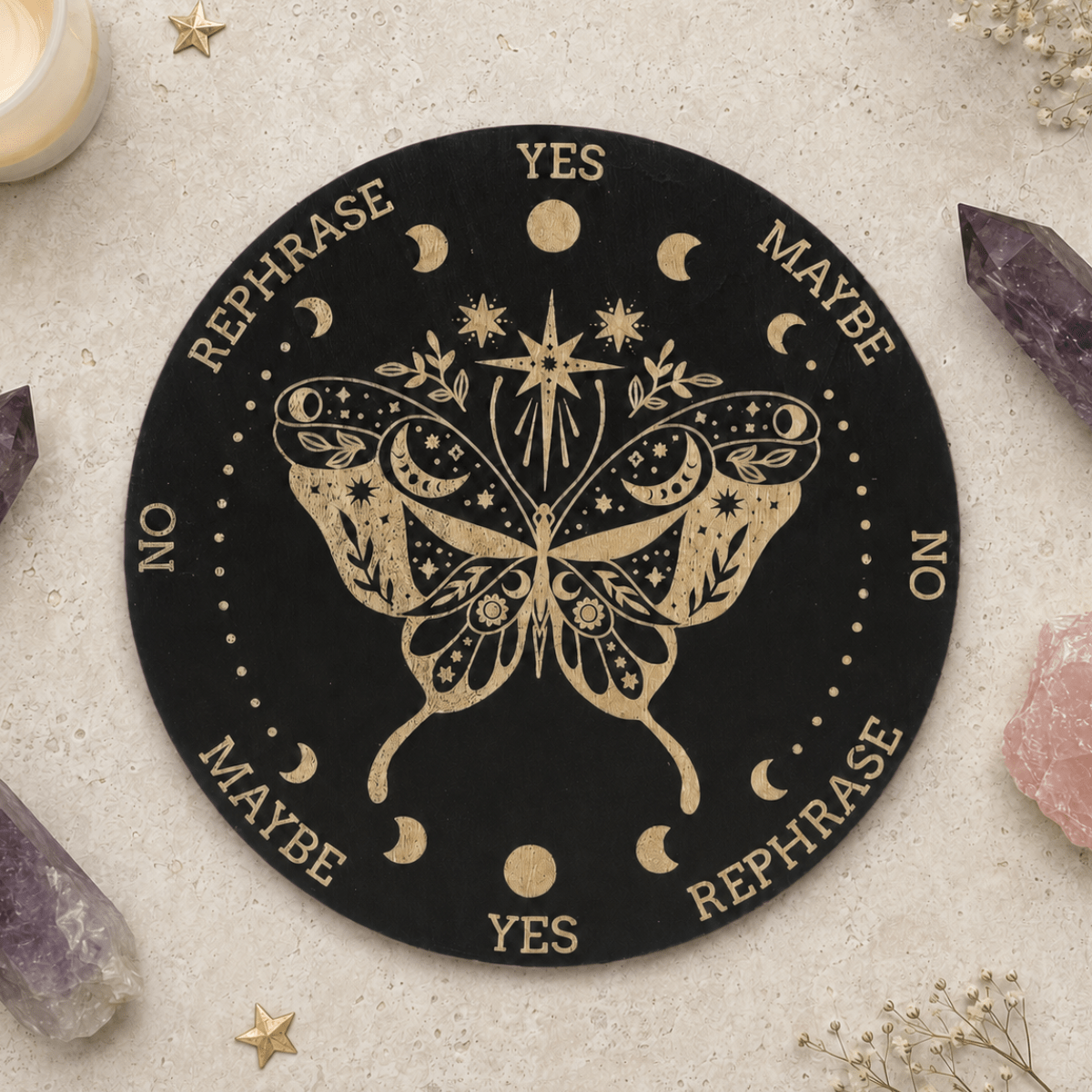 15cm Butterfly on Black Pendulum/Divination Board