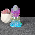 Aura Coated Selenite Buddha - Purple/Yellow/Blue