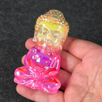 Aura Coated Selenite Buddha - Yellow/Pink