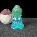 Aura Coated Selenite Buddha - Green/Blue