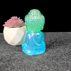Aura Coated Selenite Buddha - Green/Blue