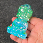Aura Coated Selenite Buddha - Green/Blue