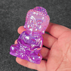 Aura Coated Selenite Buddha - Light/Dark Purple