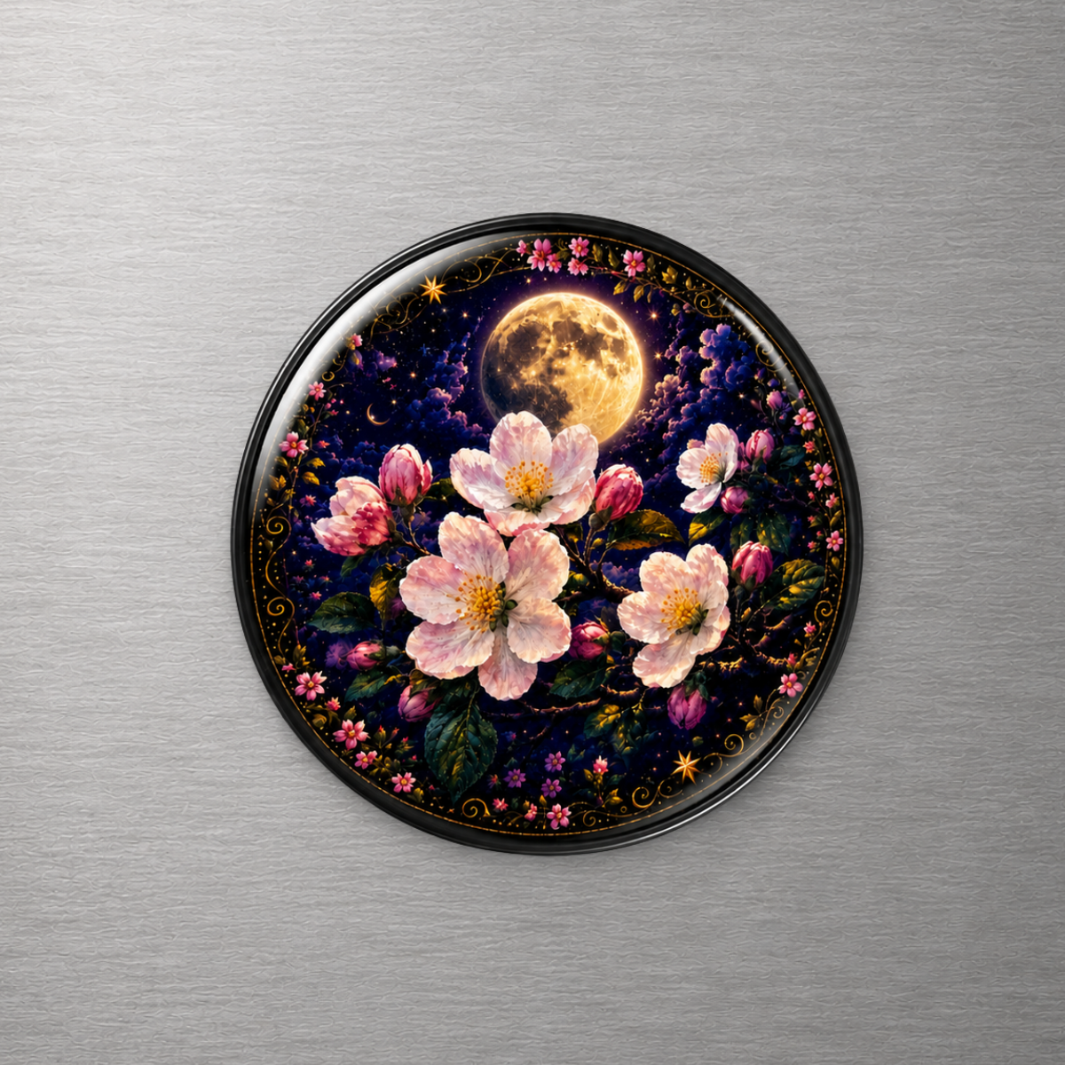 Appleblossom with Moon 4cm Glass Magnet