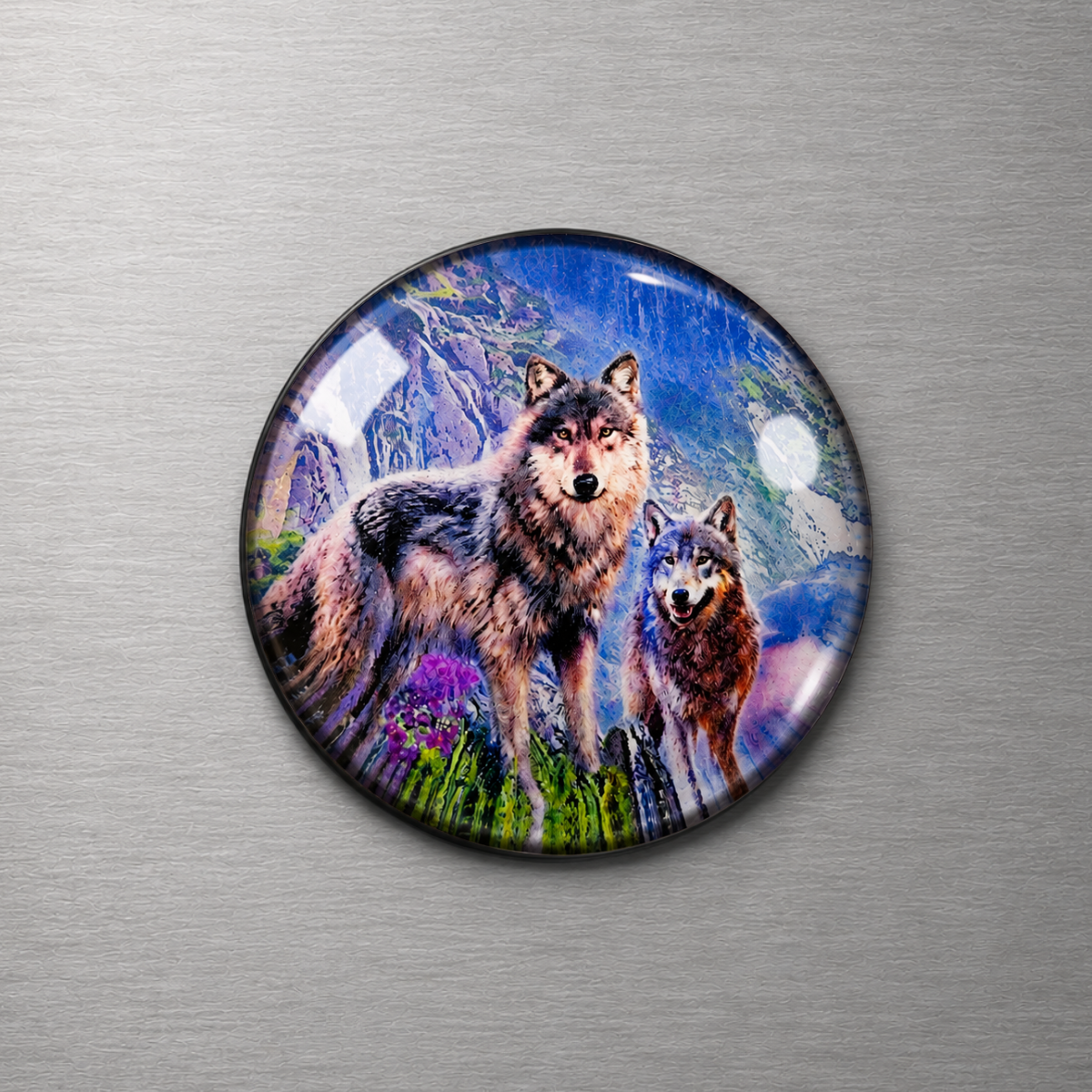 Wolf 4cm Glass Magnet