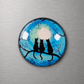 Cats with Moon 4cm Glass Magnet