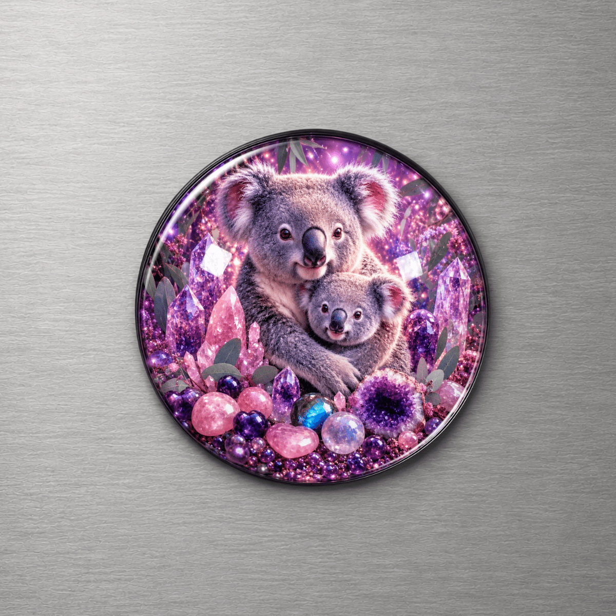 Koalas with Crystals 4cm Glass Magnet