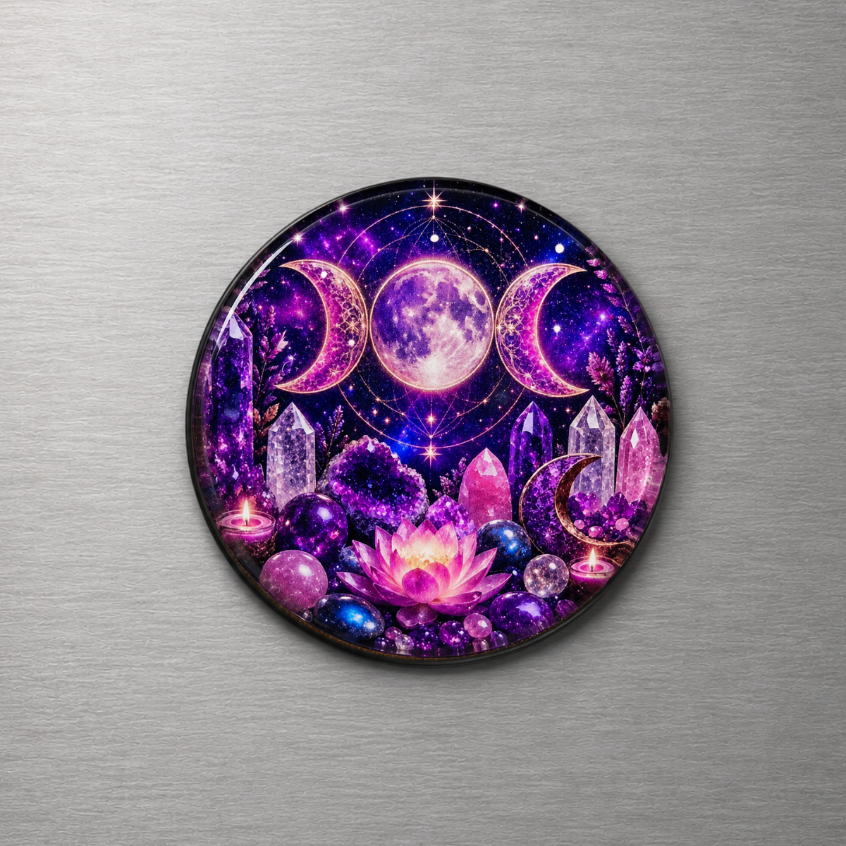 Triple Moon 4cm Glass Magnet