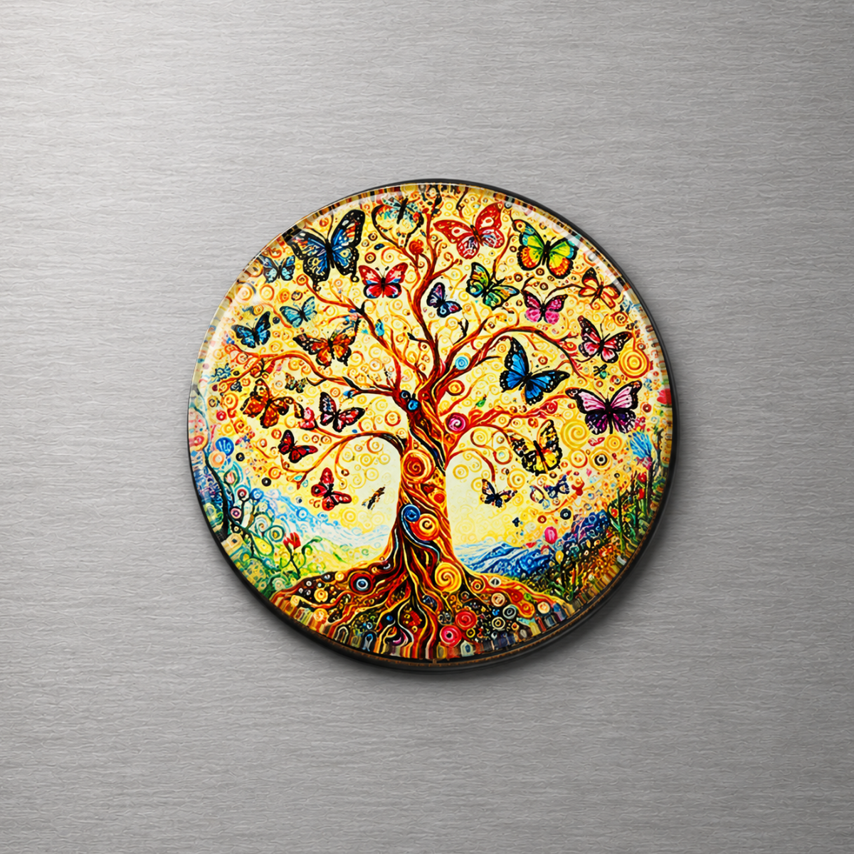 Butterfly Tree 4cm Glass Magnet