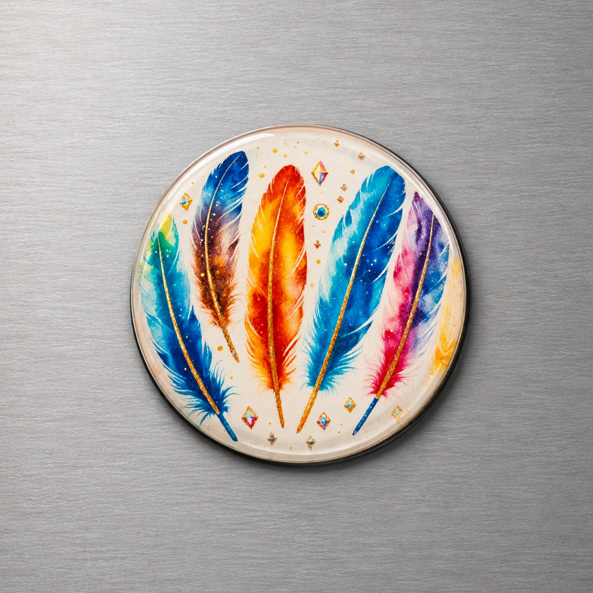 Feather 4cm Glass Magnet