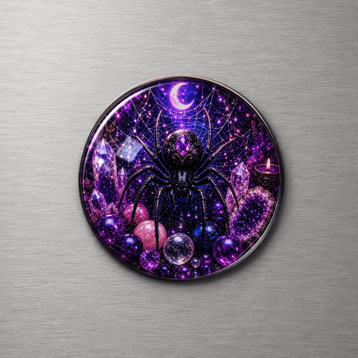 Spider with Crystals 4cm Glass Magnet