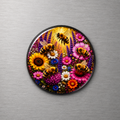 Bees with Flowers 4cm Glass Magnet